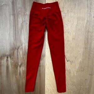 ALPHALETE AMPLIFY CROPPED LEGGINGS WOMEN’S sz XS Formula Red Mid Rise